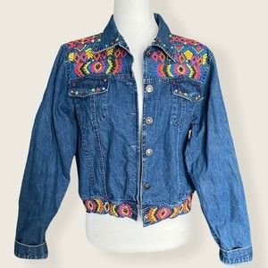 Southwest Canyon Vintage Embroidered Denim Jacket